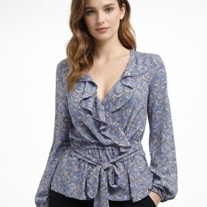 Max Studio Ruffle Wrap Top